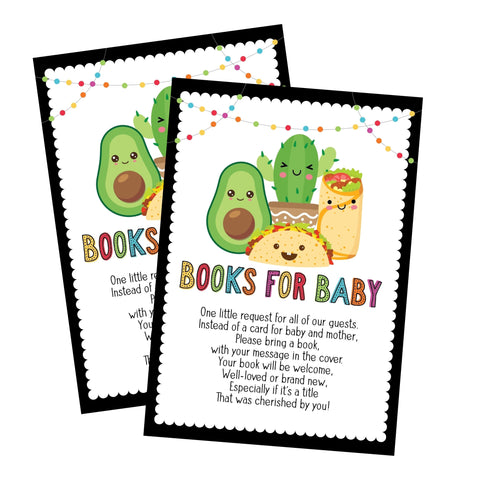 Fiesta Taco Baby Shower Book Request Cards - Your Main Event