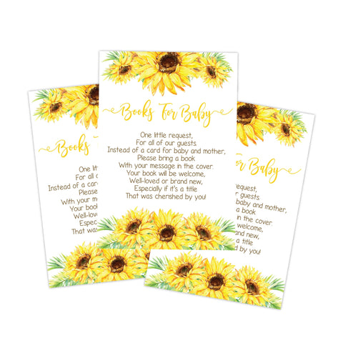 Sunflower Baby Shower Book Request Cards - Your Main Event