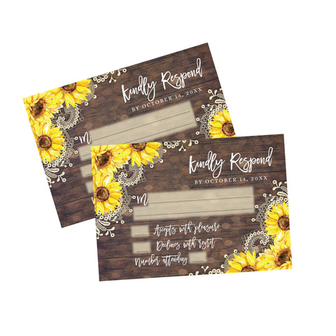 Rustic Lace Sunflower RSVP Response Card - Your Main Event