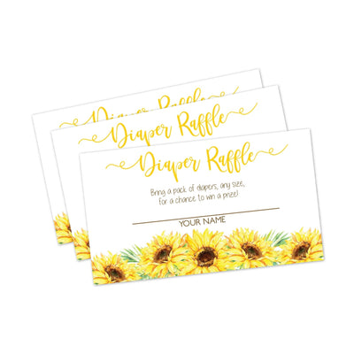 Sunflower Baby Shower Diaper Raffle Cards - Your Main Event