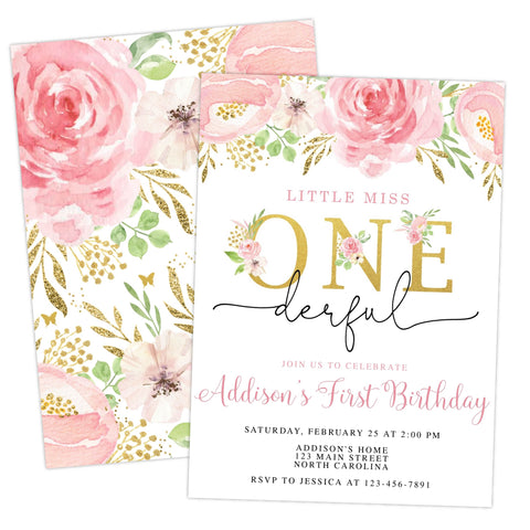 Little Miss ONEderful First Birthday Invitation Printable - Your Main Event