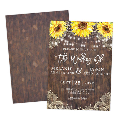 Rustic Lace Sunflower Wedding Invitation - Your Main Event