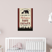 Lumberjack Bear Baby Shower Welcome Poster - Your Main Event