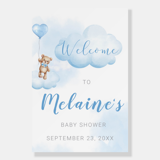 Can Barely Wait Blue Baby Shower Welcome Sign | Your Main Event