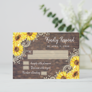 Rustic Lace Sunflower RSVP Response Card - Your Main Event