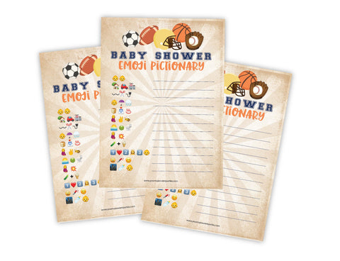 Sports Pictionary Emoji Baby Shower Game - Your Main Event