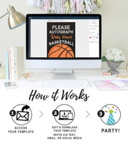Basketball Sports Autograph Baby Shower Poster Sign Printable - Your Main Event