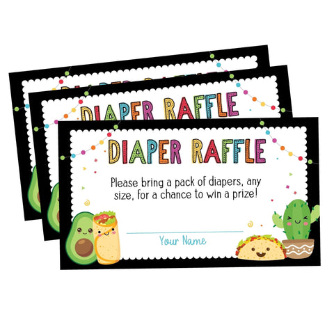 Fiesta Taco Bout A Baby Baby Shower Diaper Raffle Cards - Your Main Event