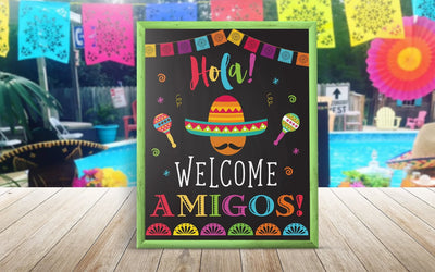 Fiesta Taco Hola Amigos Welcome Sign - Your Main Event