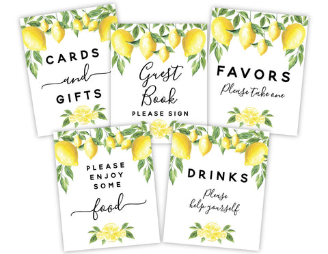 Lemon Party Signs Package, Wedding, Bridal Shower, Baby Shower Citrus Decoration For Tables - Your Main Event