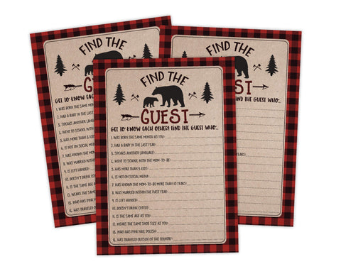 Find The Guest Lumberjack Lumber Jack Baby Shower Game Instant Download, Ideas For Boy Baby Shower - Your Main Event