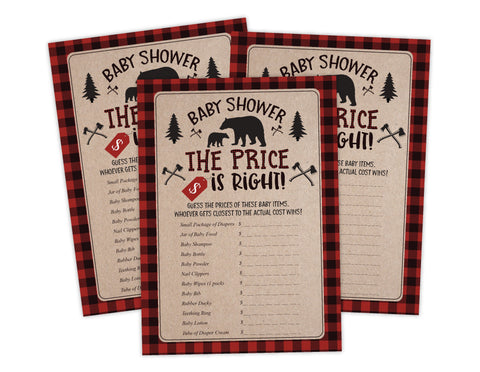 The Price Is Right Lumberjack Lumber Jack Baby Shower Game Instant Download, Ideas For Boy Baby Shower - Your Main Event