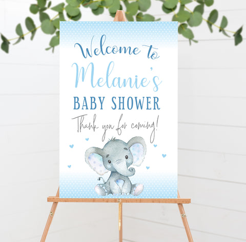 Blue Elephant Baby Shower Welcome Poster Sign Printable - Your Main Event